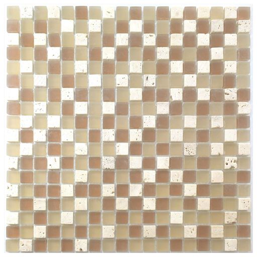 NEOアンドヴェール15角ガラス天然石モザイクタイルシート30cm裏ネット貼りAD-101