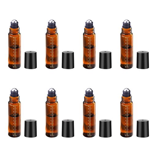 TVETE ロールオンボトル 10ml 目盛り付き アロマ保存容器 茶色遮光瓶 ガラス製 香水入れ 小分け容器 精油 香水 小分け用 旅行用 持ち運び便利 液漏れ防止 ロードツールない(8) happynight-10487829 Happy night Rainbow パッケージ画像