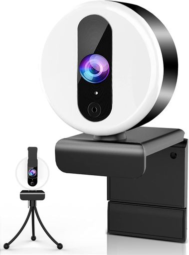 自動フォーカスウェブカメラWebカメラマイク内蔵ライト付きノイズキャンセリング機能フルHD2K30FPS120°広角500万画素小型会議自動光補正在宅勤務授業ビデオ通話用ノートパソコン対応