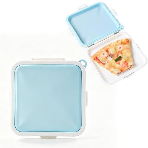 CHANJIF サンドイッチケース 15.5*15.5cm 三明治容器 薄型弁当箱 食品保存容器 再利用可能 バックル付き漏れ防止サンドイッチ 冷蔵保存可能 電子レンジ対応 大人、子供、女の子、男の子用 青