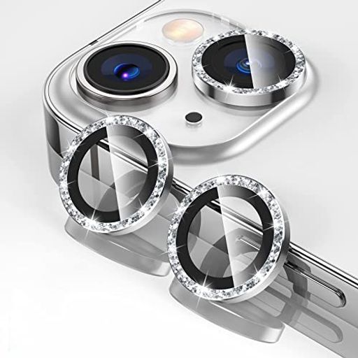 iPhone15용/iPhone15Plus용 카메라 보호 유리 필름 카메라 렌즈 보호 커버 알루미늄 합금+강화 유리제 카메라 커버 상처 방지 노출 오버 방지 내충격 방진 방적 박형 3D 전면 보호[2장] 실…