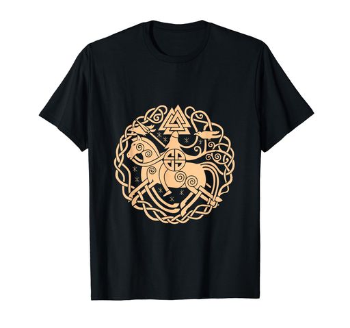 バイキングのシンボル馬戦士神話ヴァルハラプレゼントTシャツ
