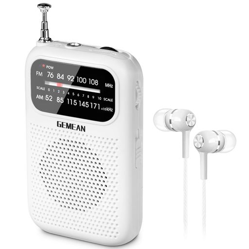 Gemean J-777 名刺サイズラジオ 超小型 単4電池式 携帯 FM ワイドFM AM スピーカー、 ステレオイヤホン付き 薄型 軽量