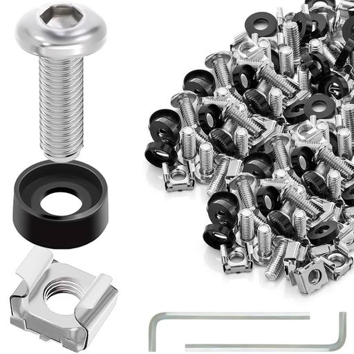 DAOKAIM6ラックねじケージナットとワッシャーセットM6x20mm六角ソケットラックマウントねじと正方形イ..