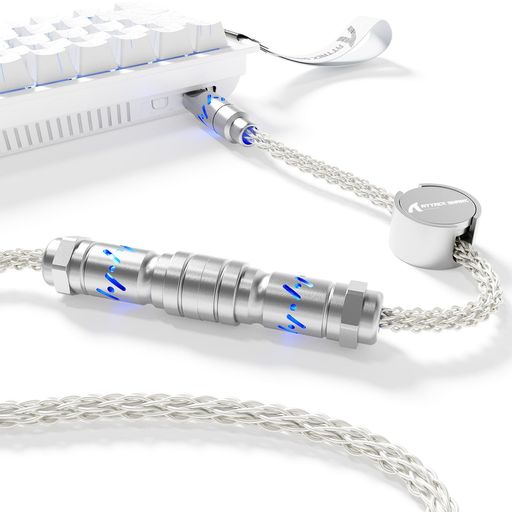 ATTACKSHARKC078KhzコイルケーブルRGBCNCアルミ合金加工マグネット銘板USB-CType-c8芯単結晶銅5ピン空..