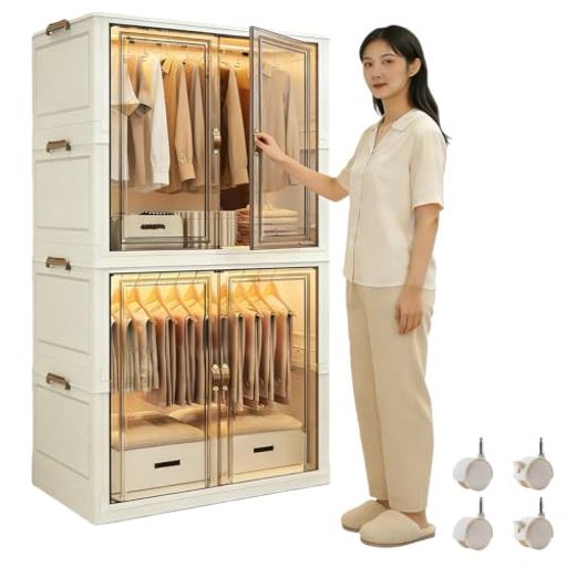 SIRUNLY��Ǽ���������å��ޤꤿ���߼���ɥ����������̥������åȼ�Ǽ�ܥå����㥹���դ���75x���Ԥ�50x�⤵162.5CM�����Ǽ�Ȥ�Ω�ƴ�ñPP���ʥ��ڡ����ɿ��ɿп�����