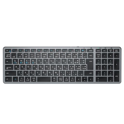 iCleverワイヤレスキーボードBluetooth&2.4G無線薄型充電式Type-C静音パンタグラフJIS日本語配列コンパクトデュアルモード軽量3台同時接続可能テンキー付きフルサイズ持ち運びパソコンタブレ…