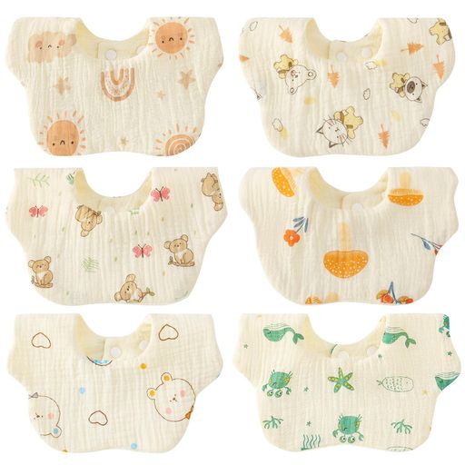 Other - [ComfortU]よだれかけスタイベビービブ男の子女の子花びら型6枚セット綿100%6重ガーゼ吸水柔らかいスナップボタンサイズ調整可能赤ちゃん可愛いエプロンお食事スタイおしゃれおでかけ海…