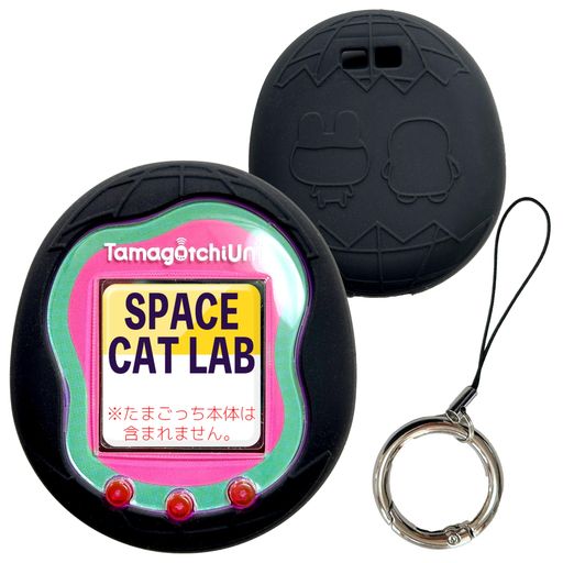 SCLABたまごっちUNI用せなかシリコンカバー/ユニ保護保tamagotchi電子ペットゲームシェルバーチャルペットケースまめっちくちぱっち(ブラック)