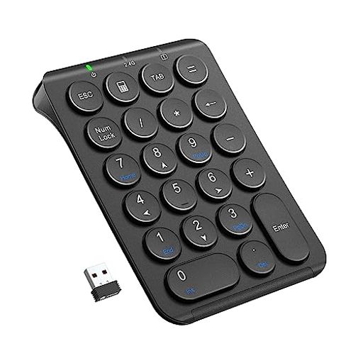 iCleverテンキーワイヤレス2.4G数字キーボードパンタグラフ式Type-C充電超薄型Tabキー付き持ち運び便利無線ナンバーパッド片手デバイス高耐久PCノートブック用Windows対応IC-KP09(ブラック)
