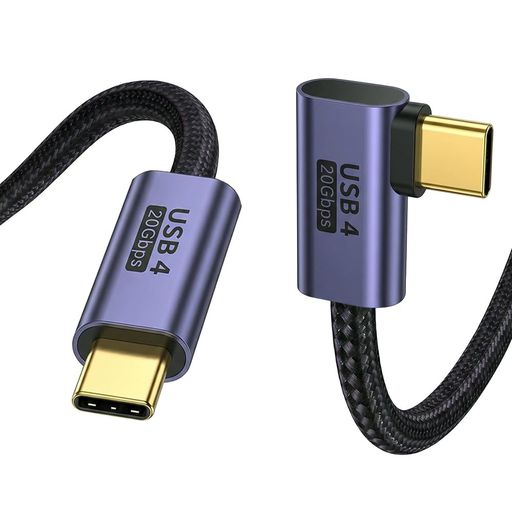 USB4 ケーブル L字 1.5M USB C ケーブル 20Gbps高速データ転送 PD対応 100W急速充電 4K映像出力 Thunderbolt 3対応 高耐久ナイロン編組