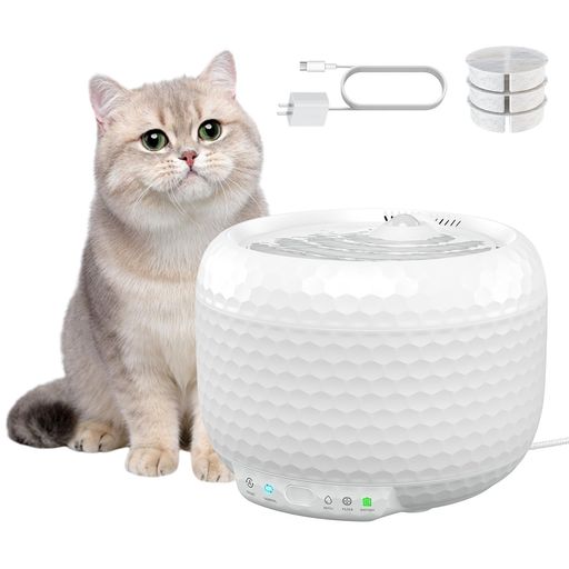 自動猫用給水器、レッドドットデザイン賞受賞、1.8L 室内猫用ペット給水器、2 つの水流モード搭載 ポンプ、交換用フィルター 3 枚付属