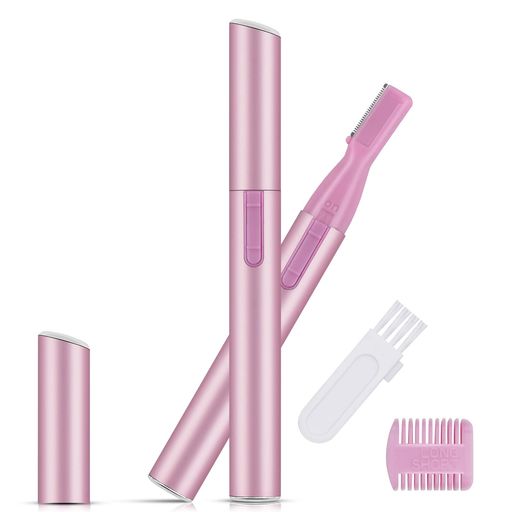 LighSele 眉毛シェーバー フェイスシェーバー 女性 眉毛カッター レディースシェーバー 電動 替刃付き マユコーム付き 乾電池式 ピンク