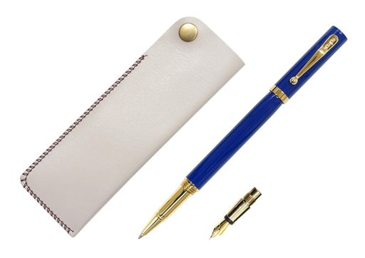 Fountain Pens - 横ホックペンケース白万年筆エクスチェンジBPZX(インク個別構造)青セットT23-NK01W-ZX-L