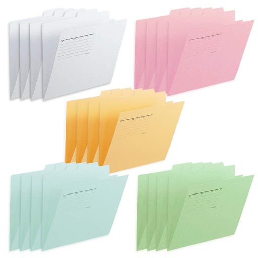 プラス個別フォルダー再生紙A4-Eブルーグリーンイエローピンクグレー20枚87-120x2