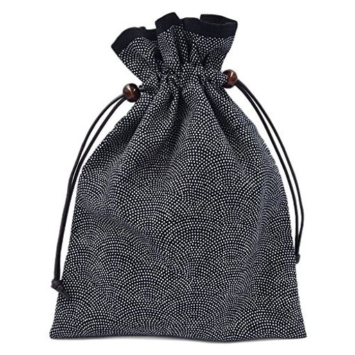 手作り工房FUJITA巾着袋裏地付き和柄鮫肌小紋x黒日本製御朱印帳袋御朱印帳入れ