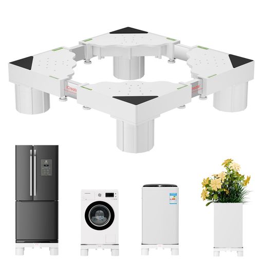 洗濯機台(ホワイト)キャスター隠された4輪洗濯機シャーシ洗濯機置き台