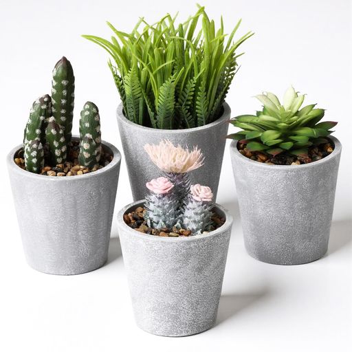 Vasemouh多肉植物人工フロックミニフェイク鉢付き4種類4点セット北欧インテリアおしゃれ
