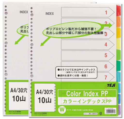 テージーカラーインデックスPP(2・4・30穴)2冊タイプIN-3410A
