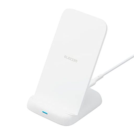 エレコム(ELECOM)ワイヤレス充電器Qi認証最大10W出力スタンド3コイル搭載滑り止めパッドType-C(入力ポート)C-Cケーブル付属EPP規格対応