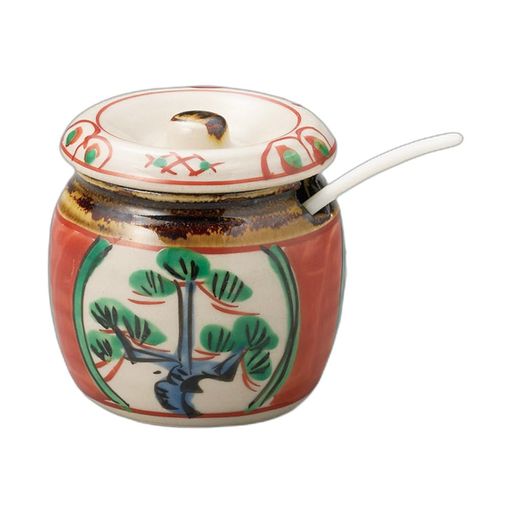 錦松竹梅サジ付ミニツボ[6.5x7cm・120cc]|薬味壷|