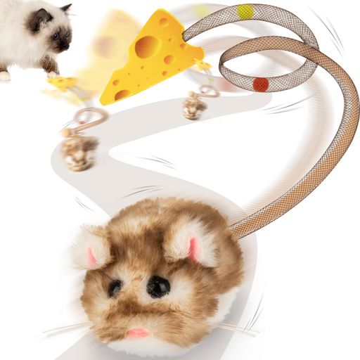 アクティブ 【便利で自動なおもちゃ】Migipawsが新開発した電動猫おもちゃ「ビュンビュンしっぽ」シリーズ。電源スイッチを長押しするとスタートし、数分遊ぶと自動でおやすみモードに。軽くタッチするだけで再び動き出すので、電源のオン・オフを繰り返す必要がありません。お留守番中の猫ちゃんもひとり遊びを楽しめます。 【くるくるビュンビュン!弾力しっぽに夢中】しっぽ部分には、びよんと弾むメッシュ素材を採用。まるで猫じゃらしのようにビュンビュン動いて、猫ちゃんのハンター本能を刺激します。丈夫で壊れにくく、家具の下に転がっても、長いしっぽを引っ張ればすぐに取り出せます。着脱式でお手入れも簡単です。 【獲物?お仲間?一緒に遊ぼう!】電源を入れると、フローリングでもカーペットでも、ボールのようにランダムに転がりながらしっぽを振り回します。時々ピタッと止まって、また突然動き出す――そのリアルな動きに猫ちゃんも釘付け!さらに音声スイッチをオンにすれば、「チュチュ」と鳴きながら走り回ります。 【安心素材を使用】ぬいぐるみカバーには、猫に優しい柔らかくて丈夫な生地を使用。噛んでも安心です。