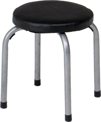 不二貿易パイプチェア高さ35cmブラック丸ロータイプ合皮88655