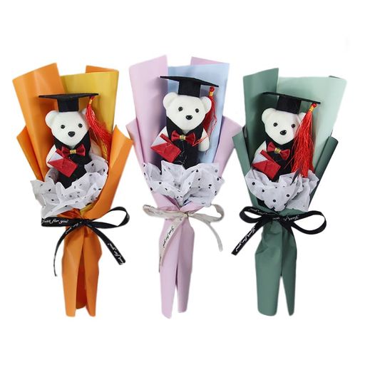 卒業式ブーケ3個ミニクマぬいぐるみギフトブーケデコレーション記念品バレンタインデー人気高校生中学..