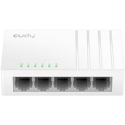 Cudy GS105U 5ポートギガビットイーサネットスイッチ USB-C電源ジャック付き デスクトップイーサネットスプリッター プラスチックケース 非シールドスイッチ プラグアンドプレイ ファンレス…