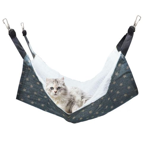 KKLM 猫 ハンモック キャット 大きいサイズ ハンモック 椅子 両面使用可能 耐荷重10KG ケージ用 ペット用品 60cm x 50cm 夏冬対応 調整可能な長さ 通気性良好 日向ぼっこや遊びに最適 金具丈夫 …