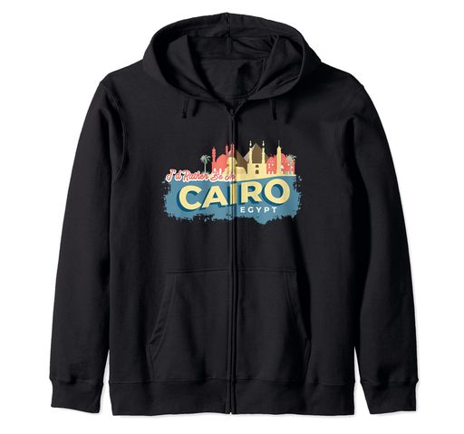 私はむしろカイロエジプトにいたい-面白くてヴィンテージのエジプトのお土産ジップパーカー