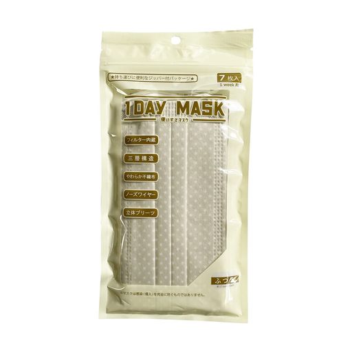 1DAYMASKふつうサイズDOT-BE1袋7枚入2袋セット不織布マスク柄マスク
