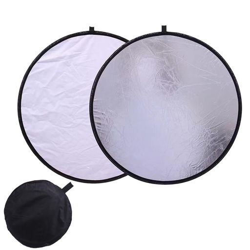 LKCCTK丸レフ板撮影用反射板補光1枚2役リバーシブル撮影機材銀&白直径80cm折りたたみ可能レフ板