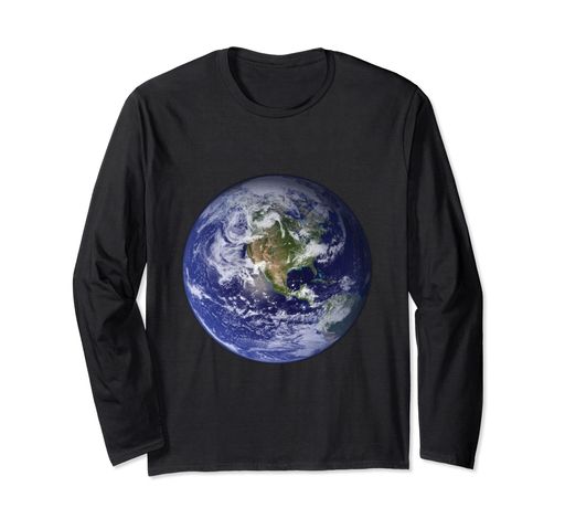 アースプラネット地球北米平球宇宙雲長袖Tシャツ アースプラネット地球北米平球宇宙雲長袖Tシャツ