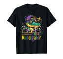 マーディゲーターマルディグラビーズマスクワニデザインパーティー用Tシャツ