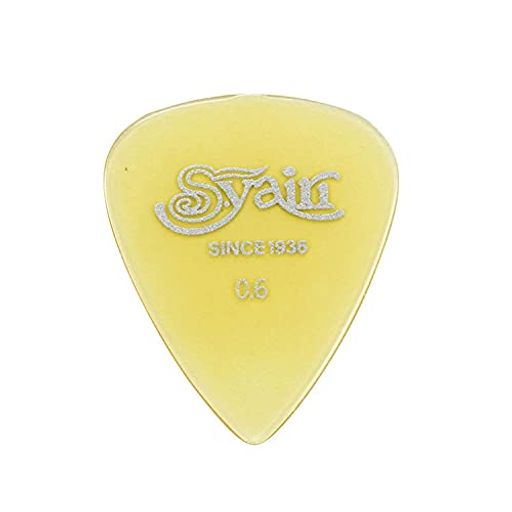 ブランドロゴをプリントしたS.yairiオリジナルピック 素材:ウルテム 0.6mm/スタンダード型 25枚入り メーカー側の意匠変更により、予告なく外観上のデザイン・カラー・仕様等が変わる場合がございます