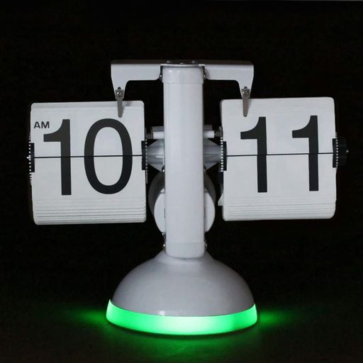 WINTECHフリップクロック(パタパタ時計)ホワイトFPC-2LWH音声センサー機能搭載LEDランプ付き