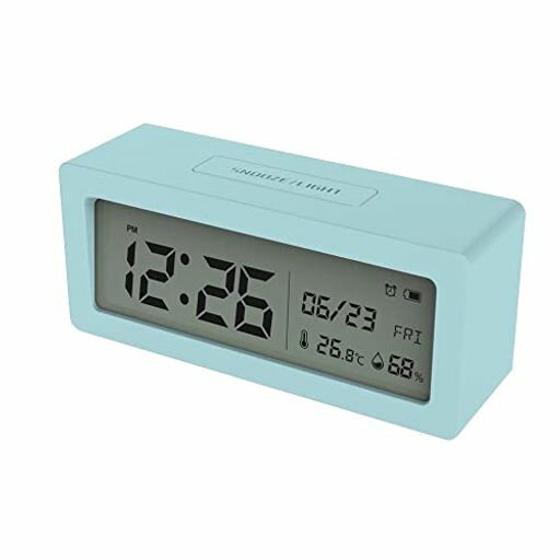 【大画面LCD+夜間バックライト10秒点灯】温湿度計付き目覚まし時計温度-10〜50°C湿度10〜99%RH表示アラーム&スヌーズ曜日表示低電池マークワイド液晶自立卓上単3x2(別売)受験生出産準備出産…