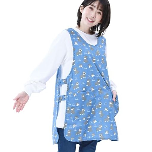 レップ(Rep) エプロン 保育士 (ボタン不使用/かぶるだけ/大きめポケットx2/サイドゴムで着脱しやすく動きやすい/ゆったりサイズ/シワになりにくい) 着丈82cm おしゃれ プレゼント シュナウ…