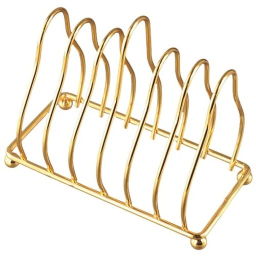 金属製トーストラック、ゴールドの家庭用小ボウルと食器、収納排水、三角形の収納、パン6枚を収納可能、キッチンのトーストパン収納