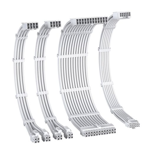 EZDIY-FAB PCIe 5.0 12VHPWR PC電源延長スリーブケーブル 16AWG ATX/EPS 30cm 4本セット オールホワイト