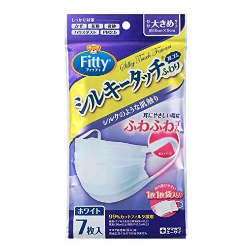 フィッティシルキータッチ耳ゴムふわり7枚ホワイトやや大きめサイズx12個セット