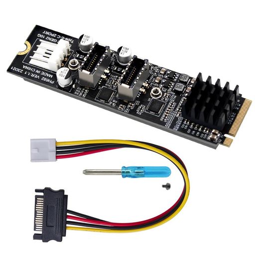 Xiwai5GbpsUSB3.1Type-E-USB3.019/20ピンデュアルポートスプリッターハブ、10GbpsUSB3.1Type-EフロントパネルソケットからNVMENGFFM-KeyExpressカードアダプター