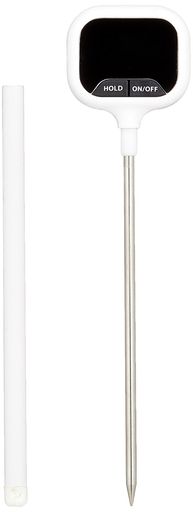 製品サイズ:(約)全長18x幅4.5x奥行2cm 表示方法:液晶デジタル 測定範囲:-50°C~300°C 測定精度:表示値のプラスマイナス3°Cまたはプラスマイナス3%のいずれか大きい方 本体作動温度範囲:10°C~50°C、使用電池:LR44(アルカリ電池)2個