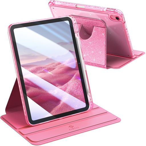乐天商城 - Fintie iPad 第11世代 (A16、2025) / 第10世代 (2022) 回転ケース 11/10.9インチ 透明バックカバー クリアバック Pencil収納可能 360°回転 スタンドカバー スリープ機能(ピンク)