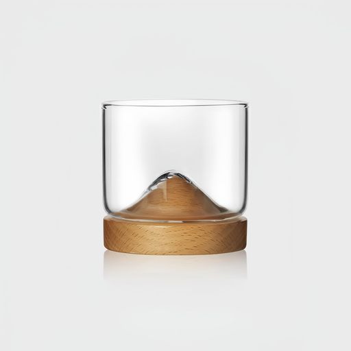 OULOVECO 冷茶グラス 耐熱ガラス コップ 120ml 山形木製コースター付き 湯呑 ガラスコップ カップ 多用途 贈り物適用 (Beech)