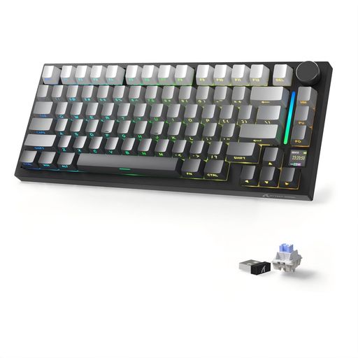 ATTACK SHARK X820Ultra ゲーミングキーボード シャークスイッチ グレー 3WAY接続 無線 有線 Bluetooth ワイヤレス 低遅延 ノブ付きTFTスマートディスプレイ テンキーレス 英字配列 ガスケットマウン…