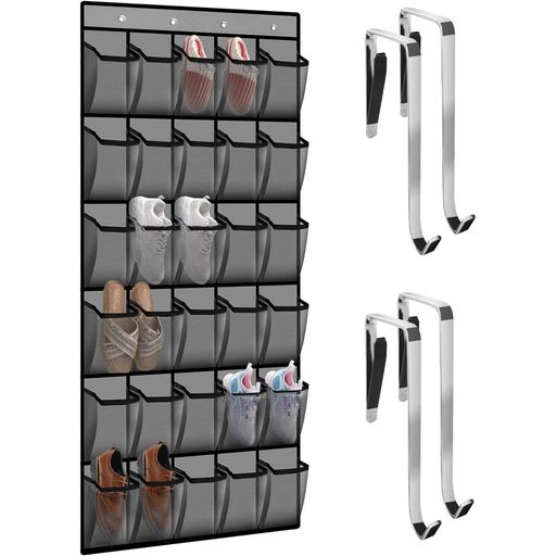 Wonninek靴収納ドア掛け型シューズケースLサイズ30ポケットブラック省スペース靴入れ上履き袋男女兼用..