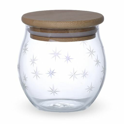 J-kitchens郷愁漬け物瓶詰め/耐熱容器ガラス製キャニスター7.6cmx9.0cm350cc雪模様凸CurrentModel