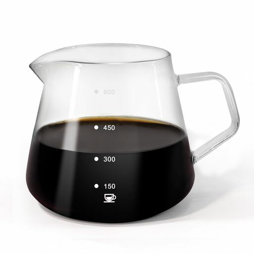 FGIUKCコーヒーサーバー耐熱ガラス600ml2~4人用コーヒーハンドドリップ器具電子レンジ対応目盛付きハンドドリップコーヒーサーバーおしゃれキャンプアウトドアカフェ喫茶店